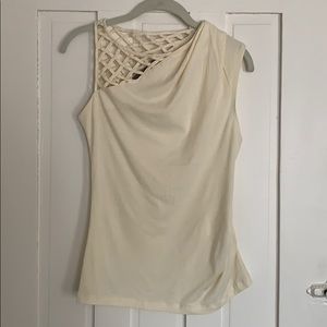 Anthropologie Ivory Blouse Tank Cutout Detail XS
